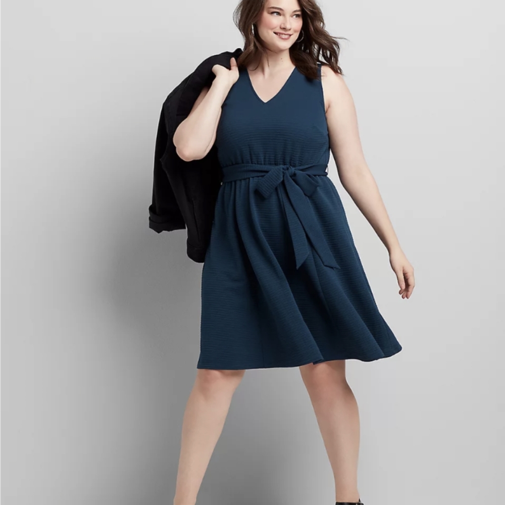 Sleeveless Textured Fit & Flare Dress- NWT